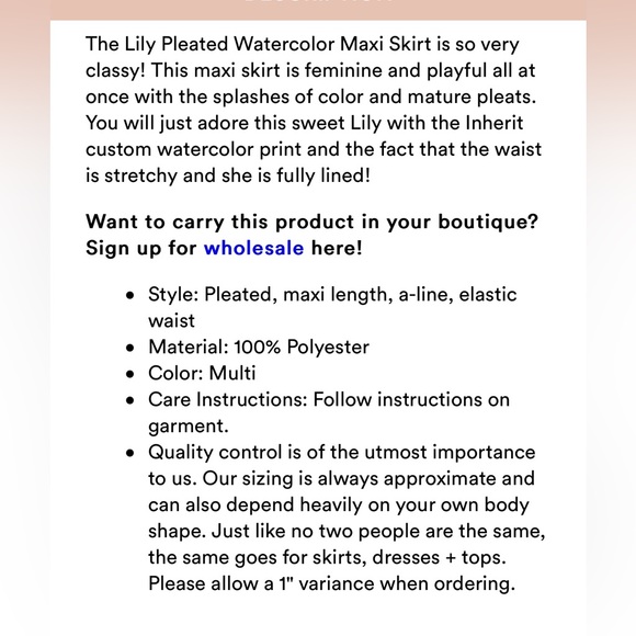 NWT | Inherit Clothing Co. | Lily | Skirt - Picture 4 of 11